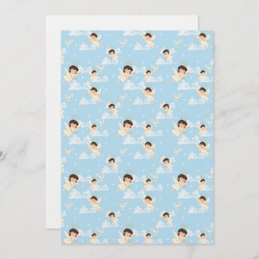Cute Cartoon Angels And Doves Seamless Pattern Einladung (Vorne/Hinten)