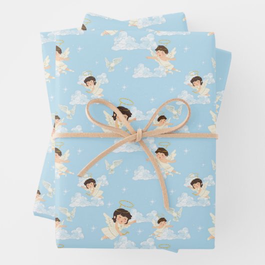 Cute Cartoon Angels And Doves Seamless Pattern Geschenkpapier Set (Beispiel)