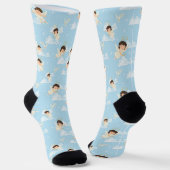 Cute Cartoon Angels And Doves Seamless Pattern Socken (Gewinkelt)