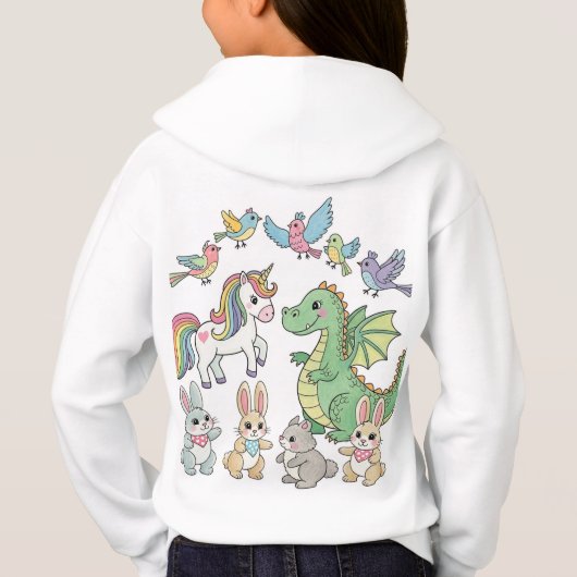 Cute Cartoon Animal Friends Girls' Hoodie (Rückseite)