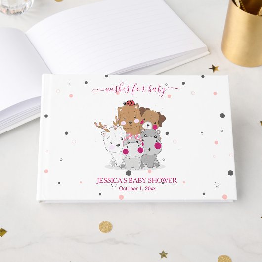 Cute Cartoon Animals Gender Neutral Baby Shower Gästebuch
