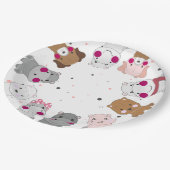Cute Cartoon Animals Gender Neutral Baby Shower Pappteller (Schrägansicht)