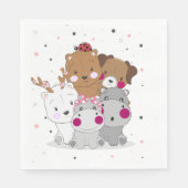 Cute Cartoon Animals Gender Neutral Baby Shower Serviette (Vorderseite)