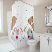 Cute Cartoon Animals Gender Neutral  Duschvorhang (Beispiel)