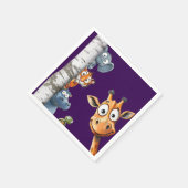 Cute Cartoon Animals Peek-a-Boo any Birthday  Serviette (Ecke)