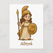 Cute Cartoon Athena Greek Goddess Postcard  Postkarte (Vorderseite)