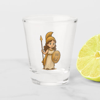 Cute Cartoon Athena Shot Glass | Greek Goddess Schnapsglas
