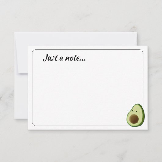 Cute Cartoon Avocado Custom Just a Note Mitteilungskarte (Vorderseite)