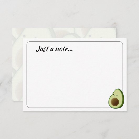 Cute Cartoon Avocado Custom Just a Note Mitteilungskarte (Vorne/Hinten)