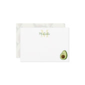 Cute Cartoon Avocado Custom Monogram Mitteilungskarte (Vorderseite/Rückseite Beispiel)