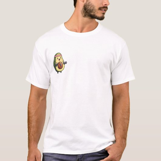 Cute Cartoon Avocado Fitness Character T-Shirt (Vorderseite)