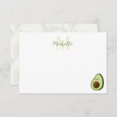 Cute Cartoon Avocado Personalized Monogram Mitteilungskarte (Vorne/Hinten)