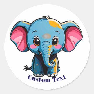 Cute Cartoon Baby Elephant Runder Aufkleber