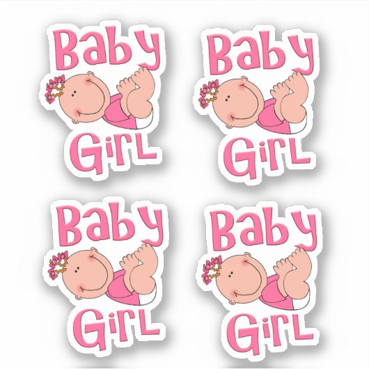 Cute Cartoon Baby Girl Text in grell rosa - Aufkleber (Vorderseite)