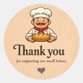 Cute Cartoon Baker Chef Bakery Thank You Runder Aufkleber