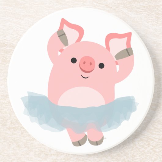 Cute Cartoon Ballerina Pig Coaster Untersetzer (Vorne)