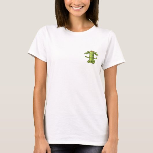 Cute Cartoon Bamboo Character Meditating in Lotus T-Shirt (Vorderseite)