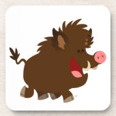 Cute Cartoon Beaming Wild Boar Coasters Untersetzer (Vorderseite)