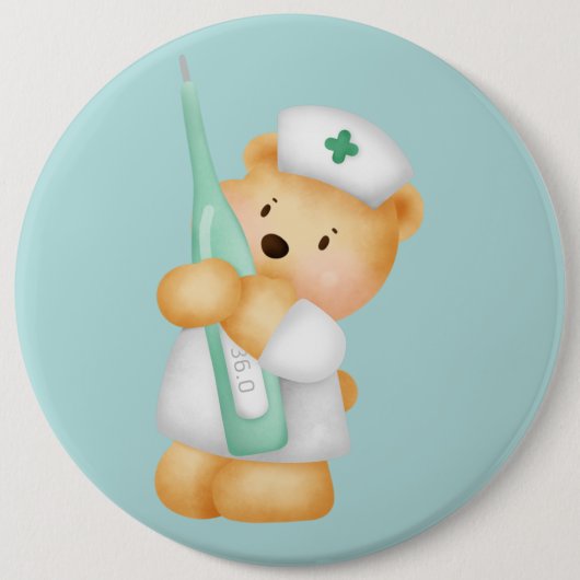 Cute Cartoon Bear Nurse  Button (Vorderseite)