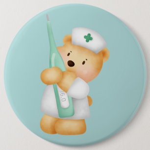 Cute Cartoon Bear Nurse Button