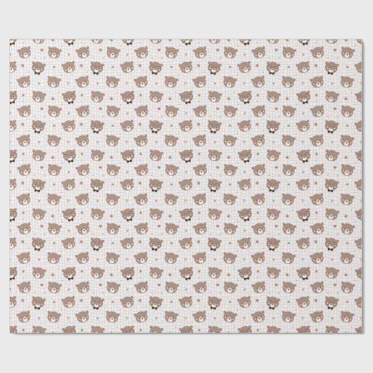 Cute Cartoon Bear Pattern Wrapping Paper Roll Geschenkpapier (Flach)