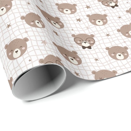 Cute Cartoon Bear Pattern Wrapping Paper Roll Geschenkpapier (Rolleneckpunkt)