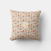 Cute cartoon bee coral pink pattern monogram kissen (Vorderseite)