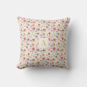 Cute cartoon bee flower pink pattern monogram kissen (Vorderseite)