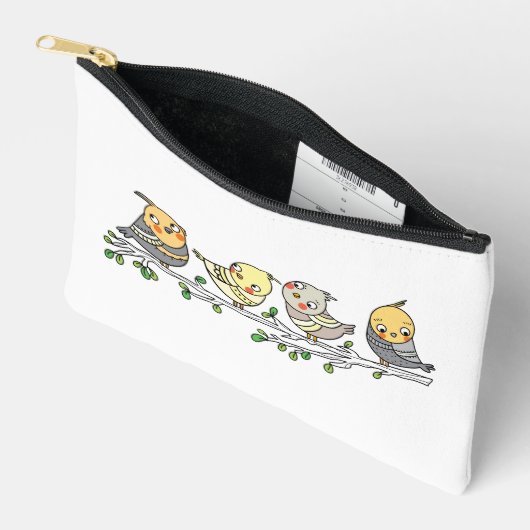 Cute Cartoon Birds bag, Adorable Bird Illustration Zubehörtasche (Offen)