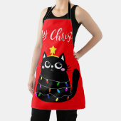 Cute cartoon black cat Christmas tree Schürze (InSitu)
