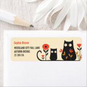 Cute Cartoon Black Cats Minimalist Return Address  (Insitu)