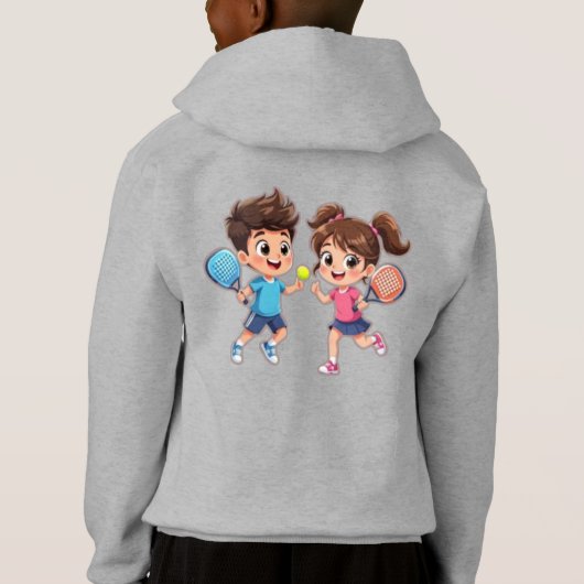 Cute Cartoon Boy and Girl Playing Padel Tennis – F Hoodie (Rückseite)