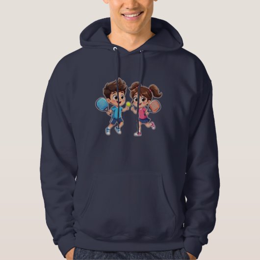 Cute Cartoon Boy and Girl Playing Padel Tennis – F Hoodie (Vorderseite)
