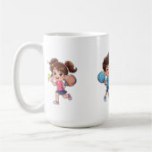 Cute Cartoon Boy and Girl Playing Padel Tennis – F Kaffeetasse (Links)