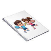 Cute Cartoon Boy and Girl Playing Padel Tennis – F Notizblock (Rechte Seite)