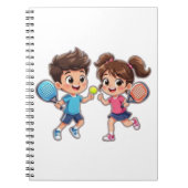 Cute Cartoon Boy and Girl Playing Padel Tennis – F Notizblock (Vorderseite)