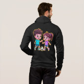 Cute Cartoon Boy and Girl Playing Soccer Together Hoodie (Schwarz voll)