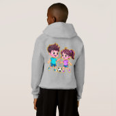 Cute Cartoon Boy and Girl Playing Soccer Together Hoodie (Schwarz voll)