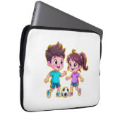 Cute Cartoon Boy and Girl Playing Soccer Together  Laptopschutzhülle (Vorne Rechts)