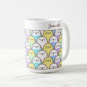 Cute Cartoon Budgie Parrot Pattern Name Kaffeetasse (VorderseiteRechts)
