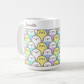 Cute Cartoon Budgie Parrot Pattern Name Kaffeetasse (Vorderseite Links)