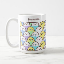 Cute Cartoon Budgie Parrot Pattern Name Kaffeetasse
