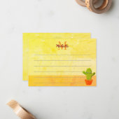Cute Cartoon Cactus Painting Custom Lined Monogram Mitteilungskarte (Vorderseite/Rückseite Beispiel)