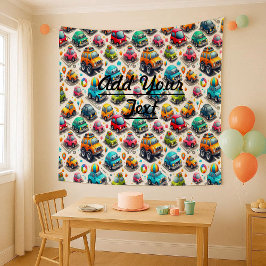 Cute Cartoon Cars Colorful Kids Nursery Tapestry Wandteppich