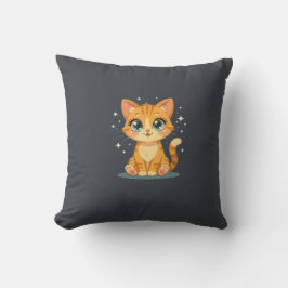 **Cute Cartoon Cat – Adorable Kitty Illustration** Kissen