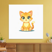 **Cute Cartoon Cat – Adorable Kitty Illustration** Leinwanddruck (Insitu (Wohnzimmer))