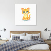 **Cute Cartoon Cat – Adorable Kitty Illustration** Leinwanddruck (Insitu (Schlafzimmer))