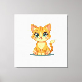 **Cute Cartoon Cat – Adorable Kitty Illustration** Leinwanddruck