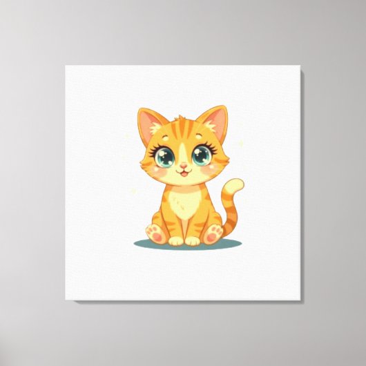 **Cute Cartoon Cat – Adorable Kitty Illustration** Leinwanddruck (Vorderseite)