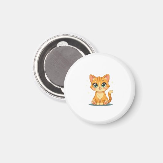 **Cute Cartoon Cat – Adorable Kitty Illustration** Magnet (Vorderseite/Rückseite)